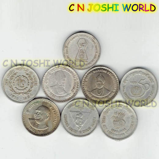 8 Different Very Rare 5 Rupees COPPER-NICKEL Coin Set